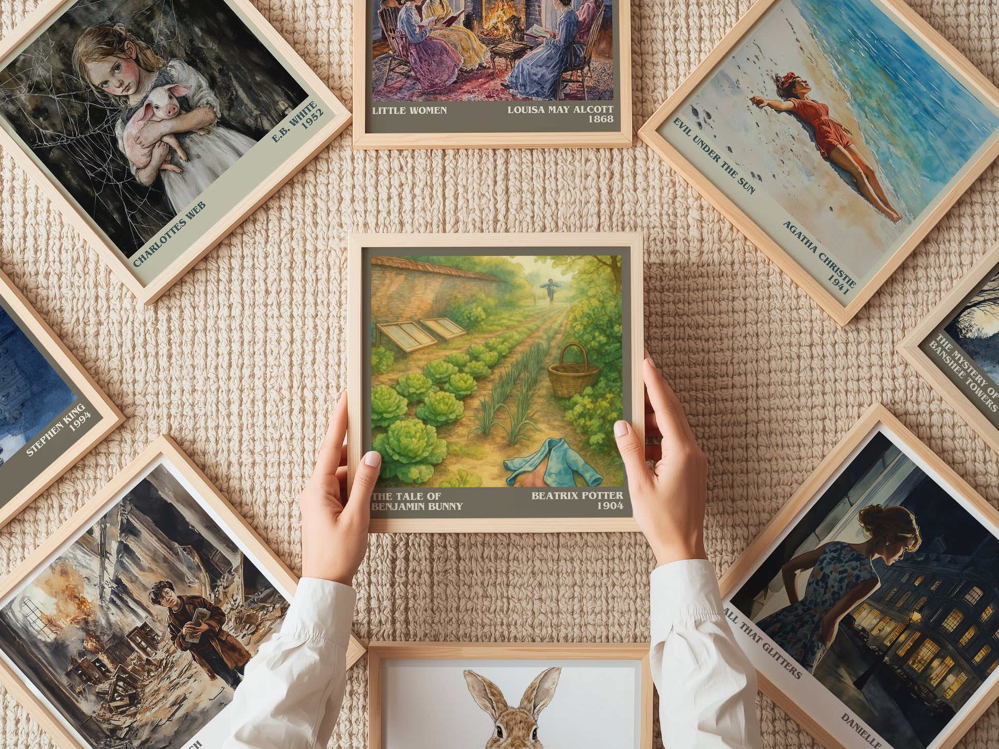 The Tale Of Benjamin Bunny literary book poster framed on wall – childrens wall art
