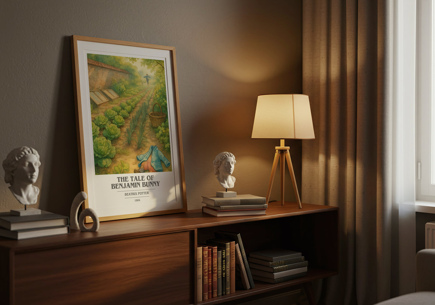 The Tale Of Benjamin Bunny book cover book poster framed on wall – childrens wall art