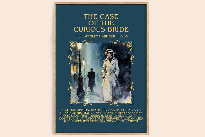 The Case of the Curious Bride minimalist book poster by Erle Stanley Gardner – framed literary art print