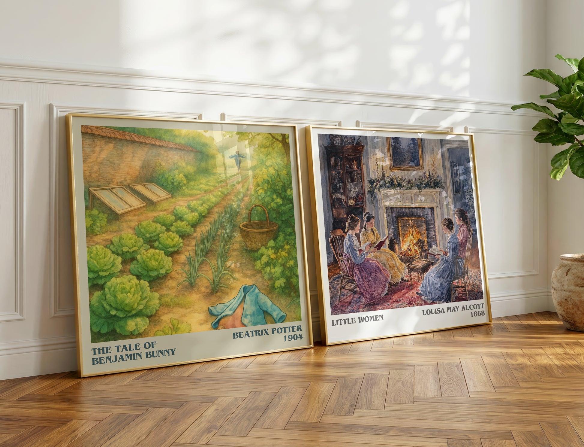 The Tale Of Benjamin Bunny literary print on bookshelf – Beatrix Potter fan gift
