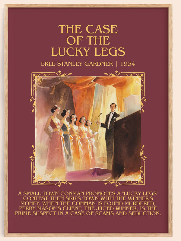 The Case of the Lucky Legs minimalist book poster by Erle Stanley Gardner – framed literary art print