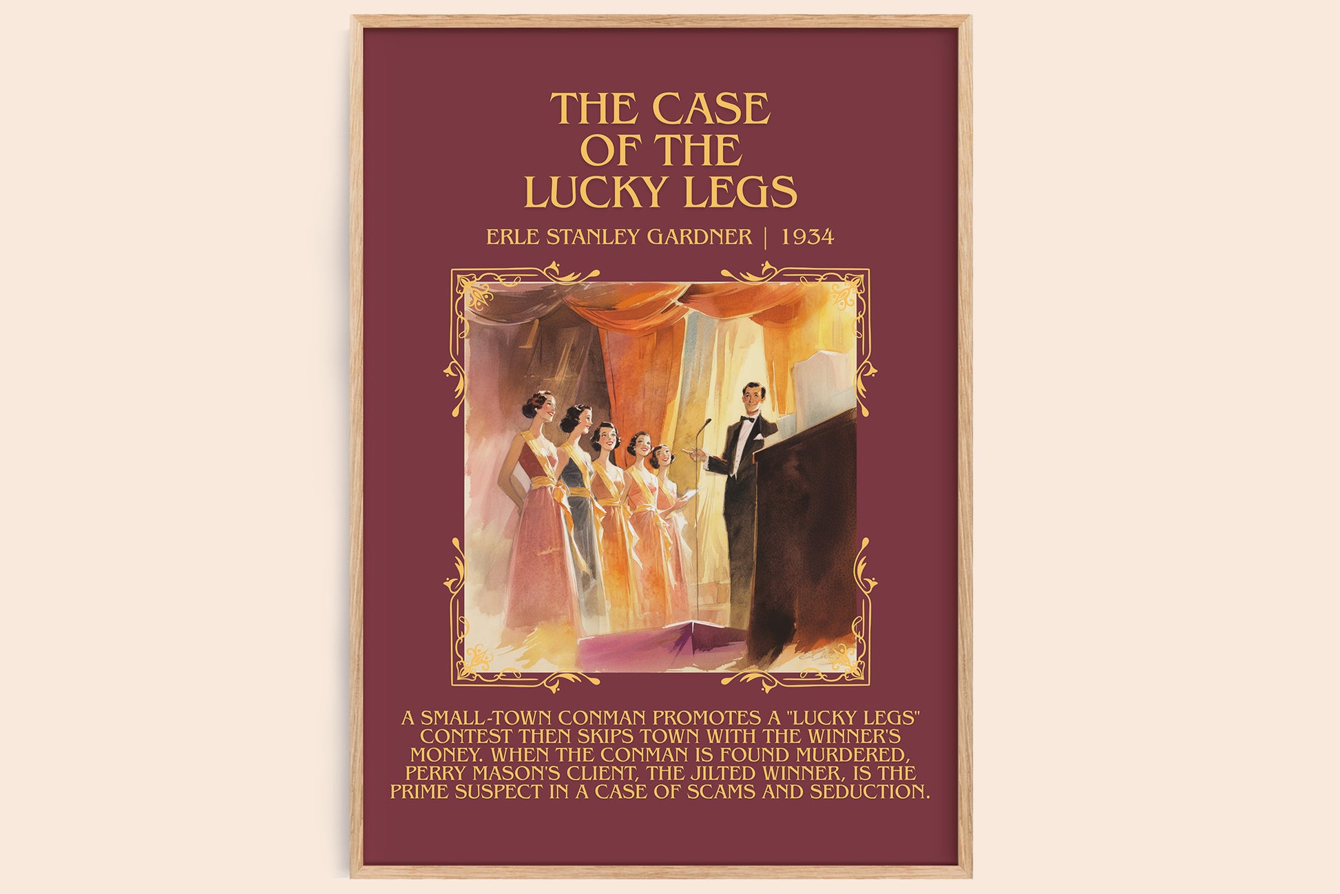The Case of the Lucky Legs minimalist book poster by Erle Stanley Gardner – framed literary art print