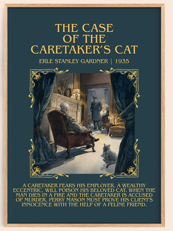 The Case of the Caretaker's Cat minimalist book poster by Erle Stanley Gardner – framed literary art print