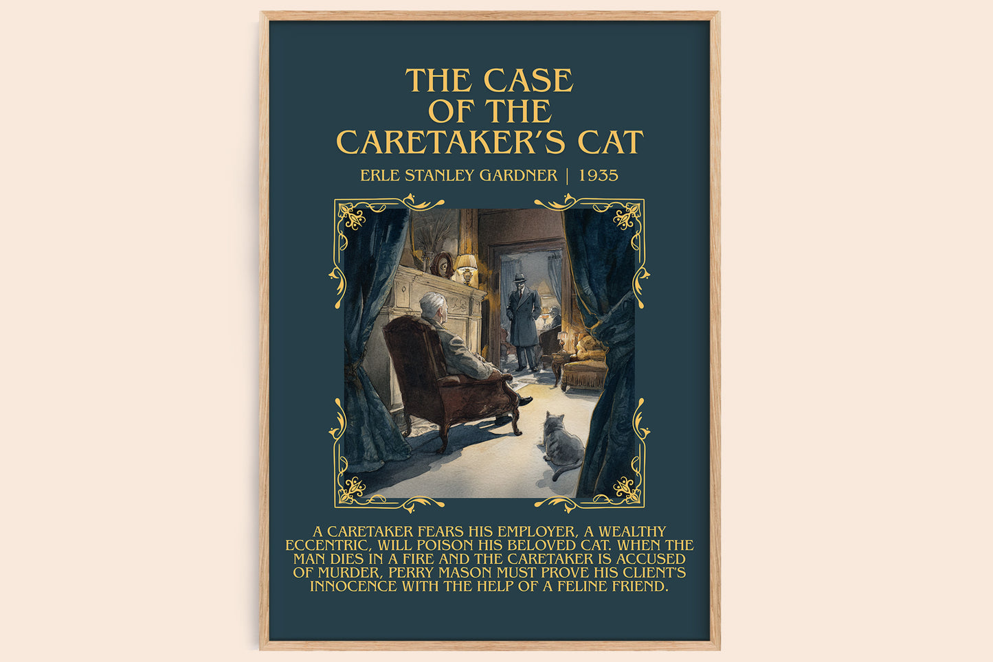 The Case of the Caretaker's Cat minimalist book poster by Erle Stanley Gardner – framed literary art print