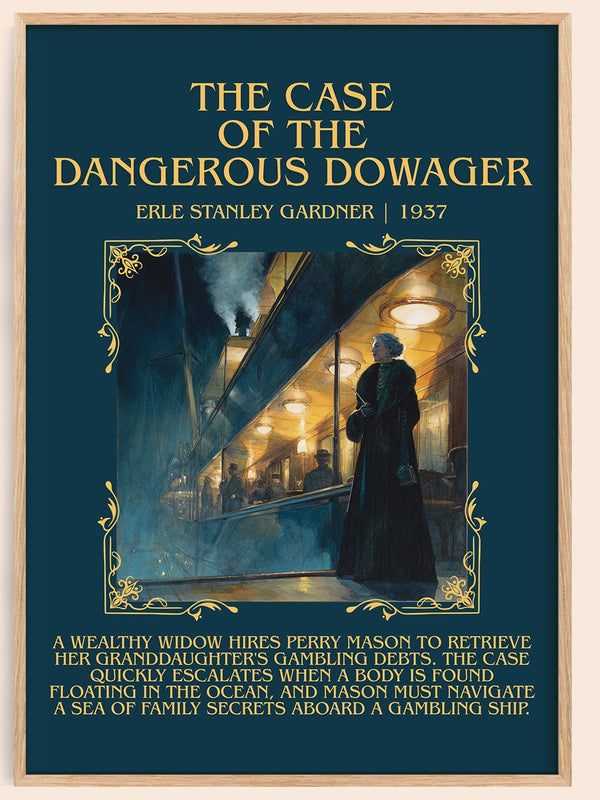 The Case Of The Dangerous Dowager minimalist book poster by Erle Stanley Gardner – framed literary art print