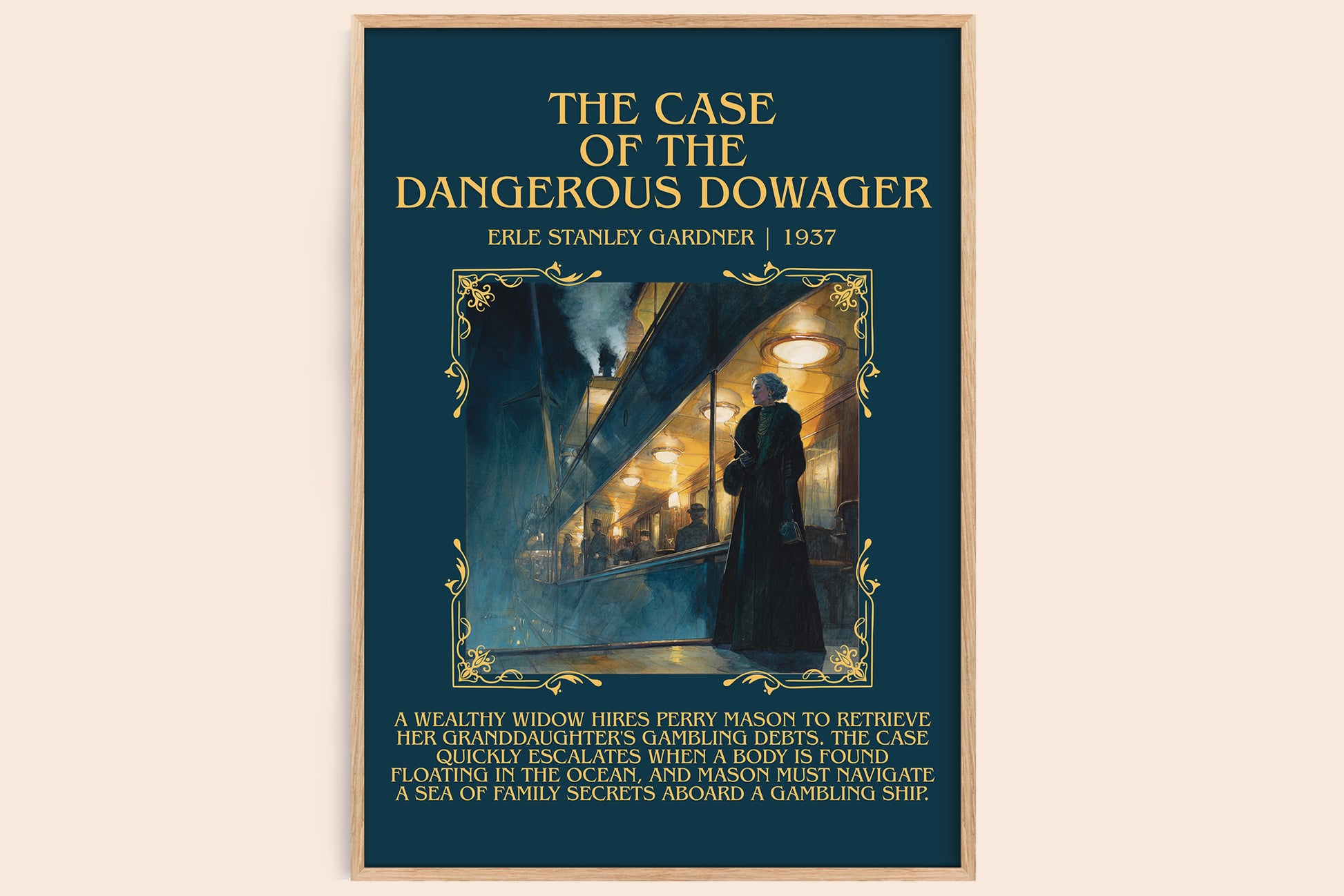 The Case Of The Dangerous Dowager minimalist book poster by Erle Stanley Gardner – framed literary art print