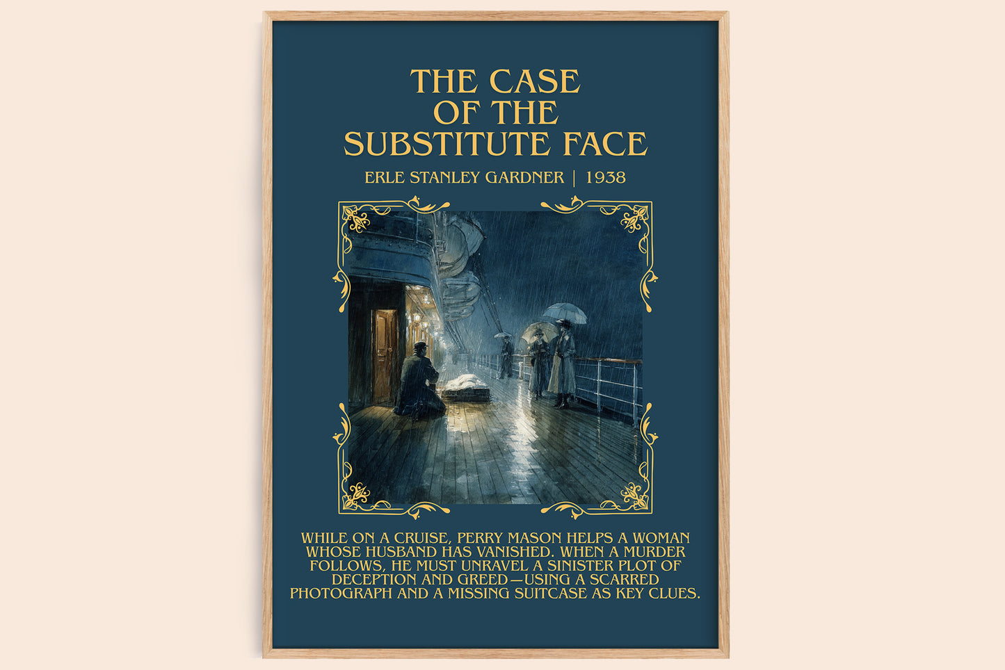 The Case of the Substitute Face minimalist book poster by Erle Stanley Gardner – framed literary art print