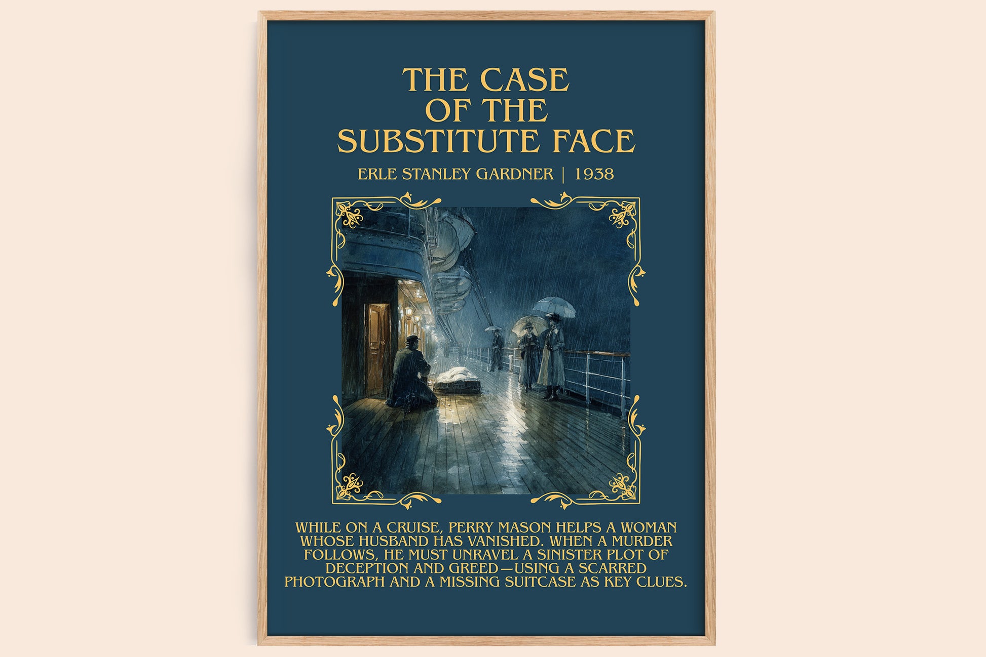 The Case of the Substitute Face minimalist book poster by Erle Stanley Gardner – framed literary art print