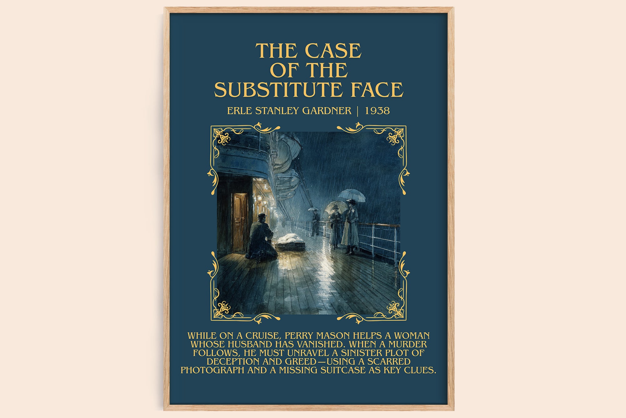 The Case of the Substitute Face minimalist book poster by Erle Stanley Gardner – framed literary art print
