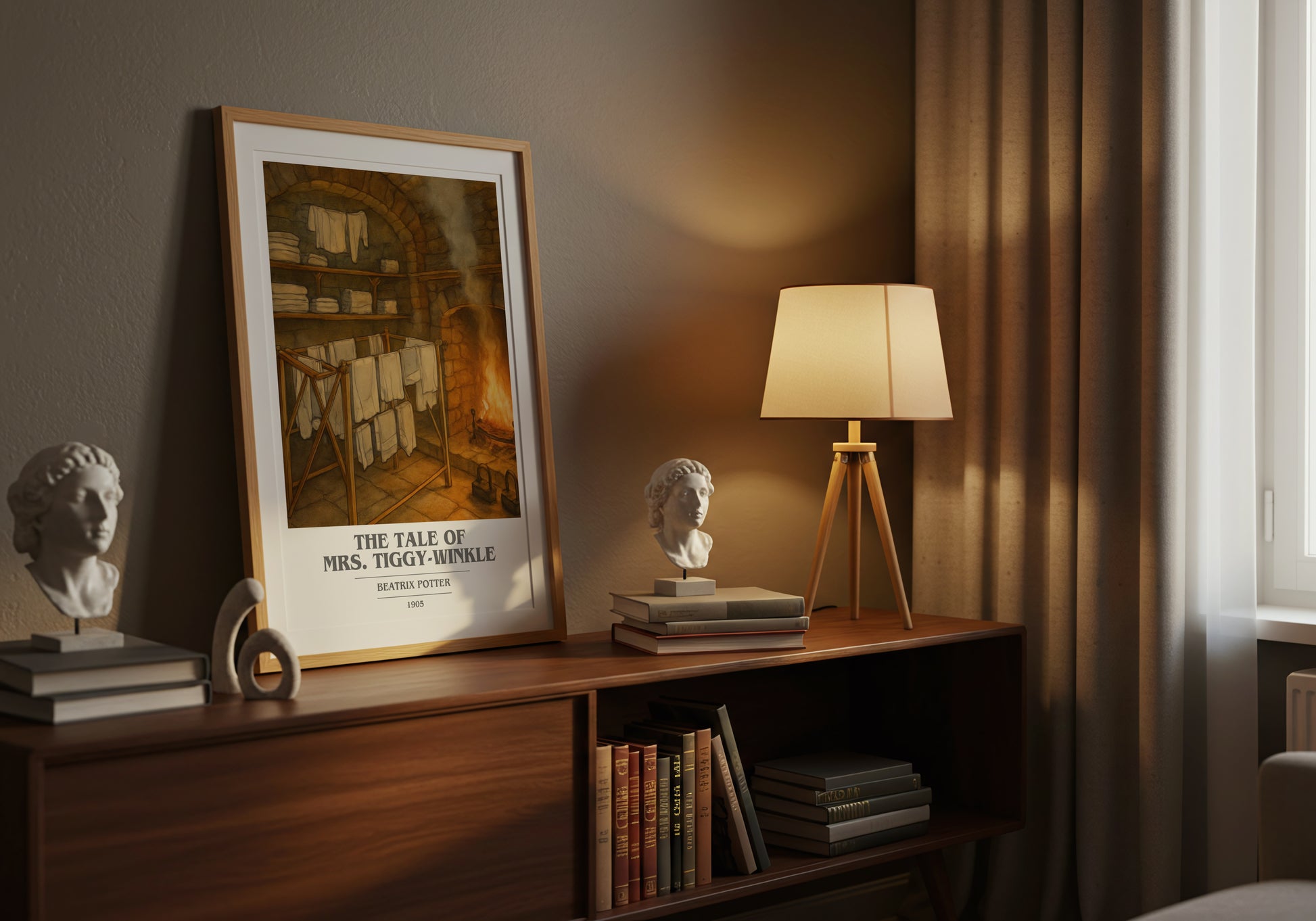 The Tale Of Mrs. Tiggy-Winkle book cover book poster framed on wall – childrens wall art