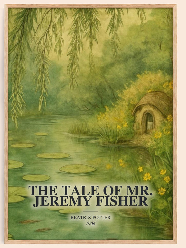 The Tale Of Mr. Jeremy Fisher watercolour book poster by Beatrix Potter – framed literary art print