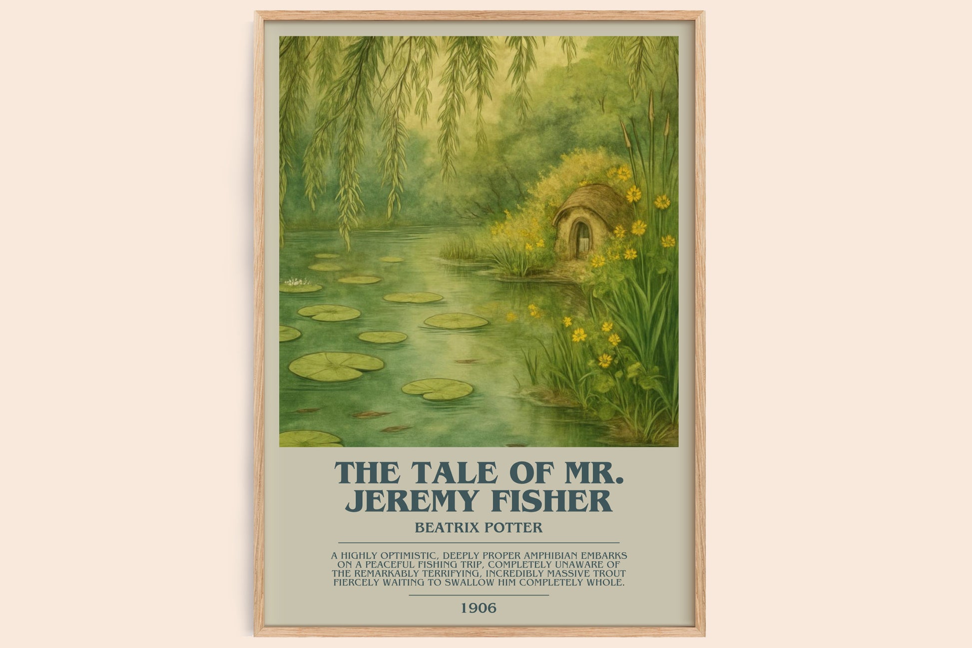 The Tale Of Mr. Jeremy Fisher bookish book poster by Beatrix Potter – framed literary art print