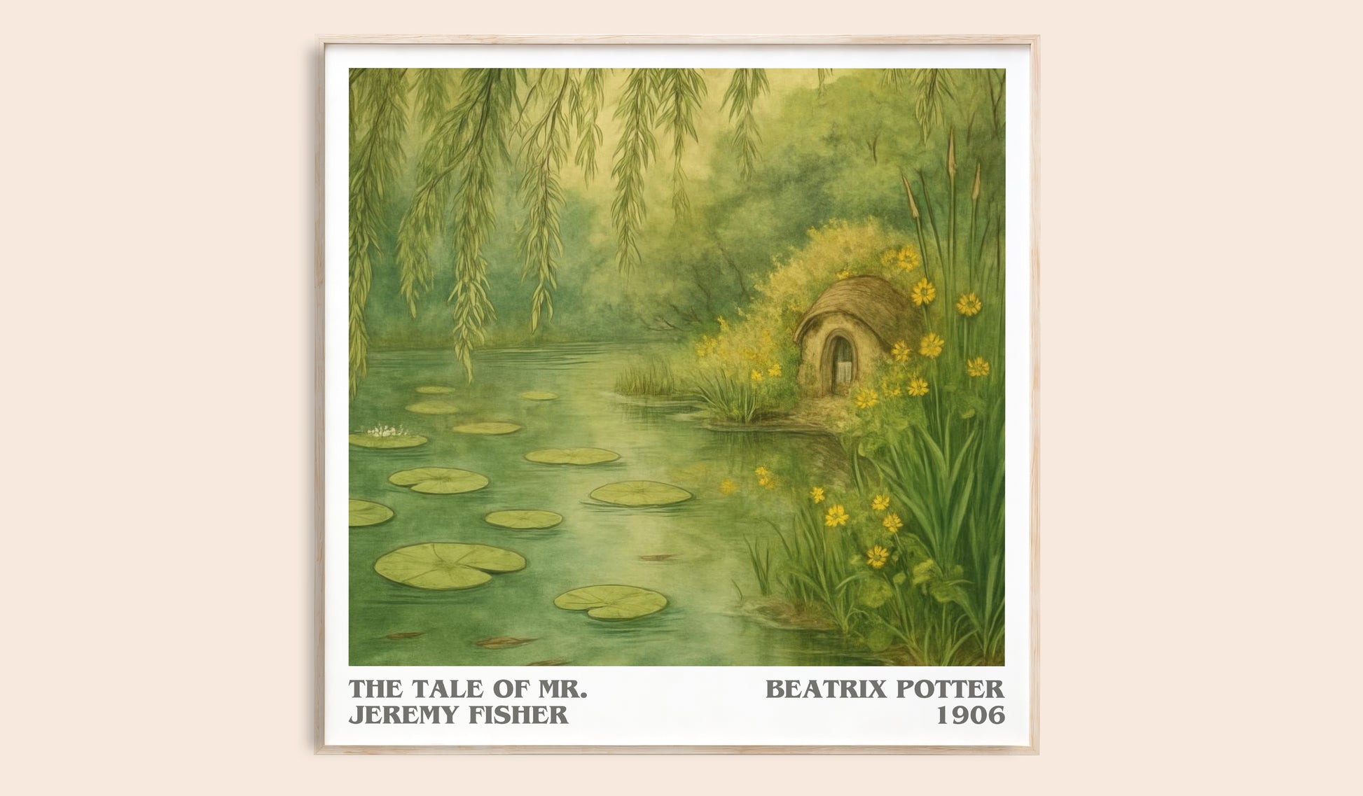The Tale Of Mr. Jeremy Fisher literary book poster by Beatrix Potter – framed literary art print