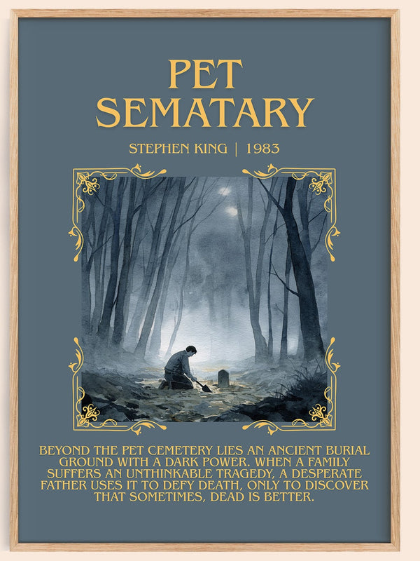 Pet Sematary minimalist book poster by Stephen King – framed literary art print