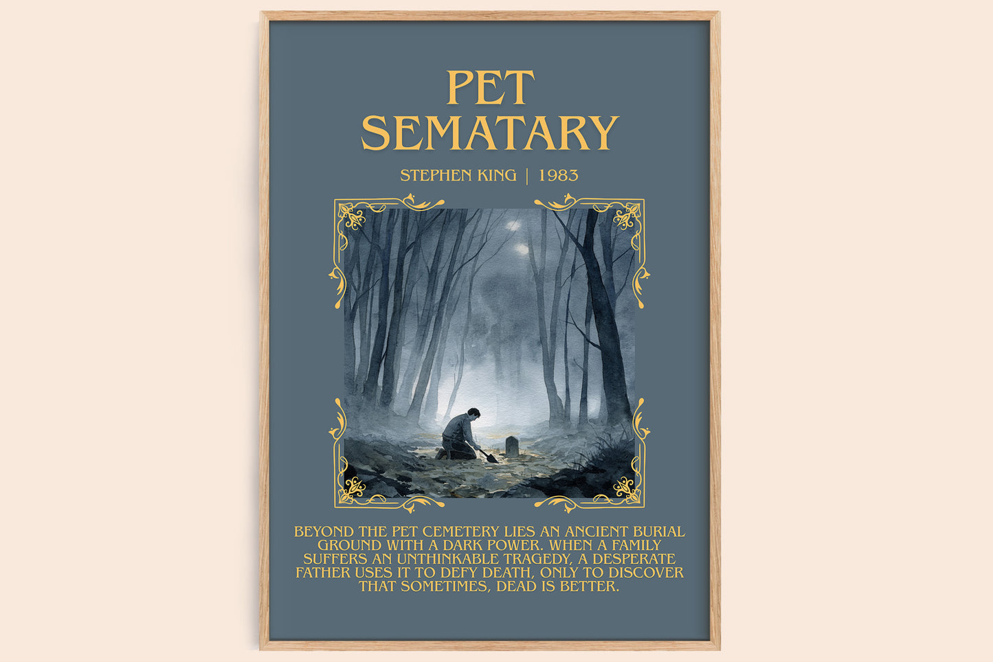 Pet Sematary minimalist book poster by Stephen King – framed literary art print