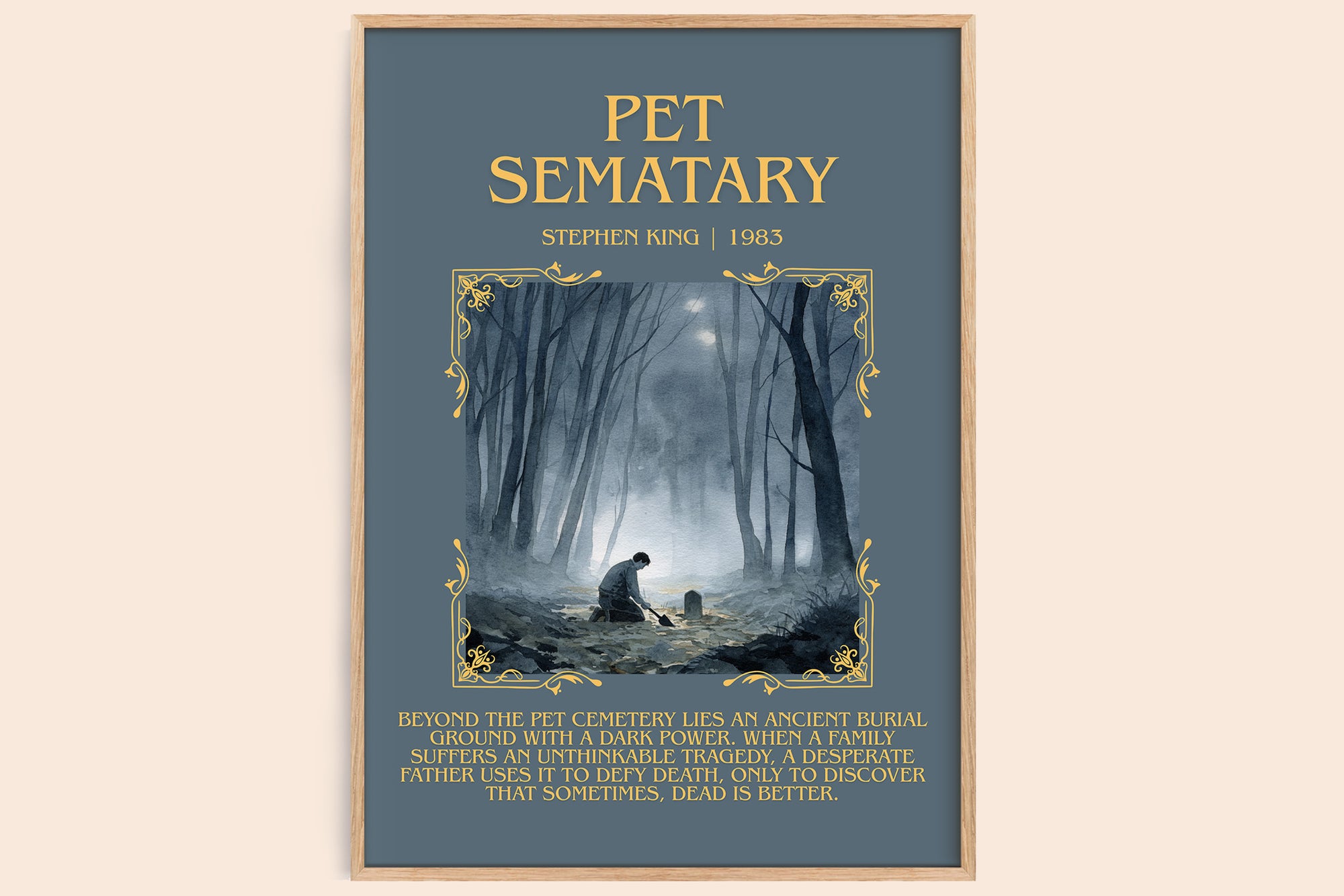 Pet Sematary minimalist book poster by Stephen King – framed literary art print