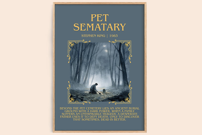 Pet Sematary minimalist book poster by Stephen King – framed literary art print