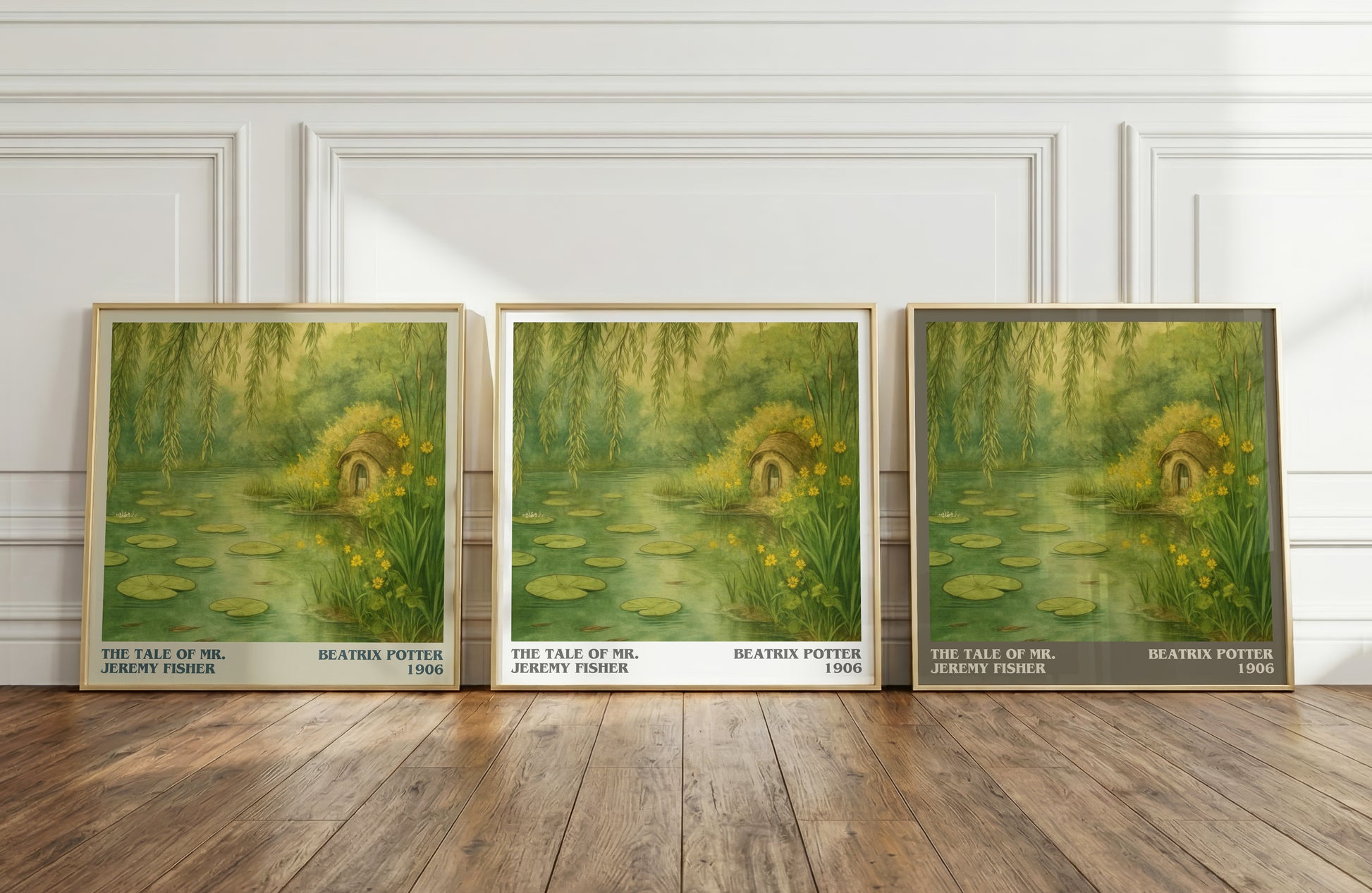 The Tale Of Mr. Jeremy Fisher literary art print colour and style options – Beatrix Potter book art