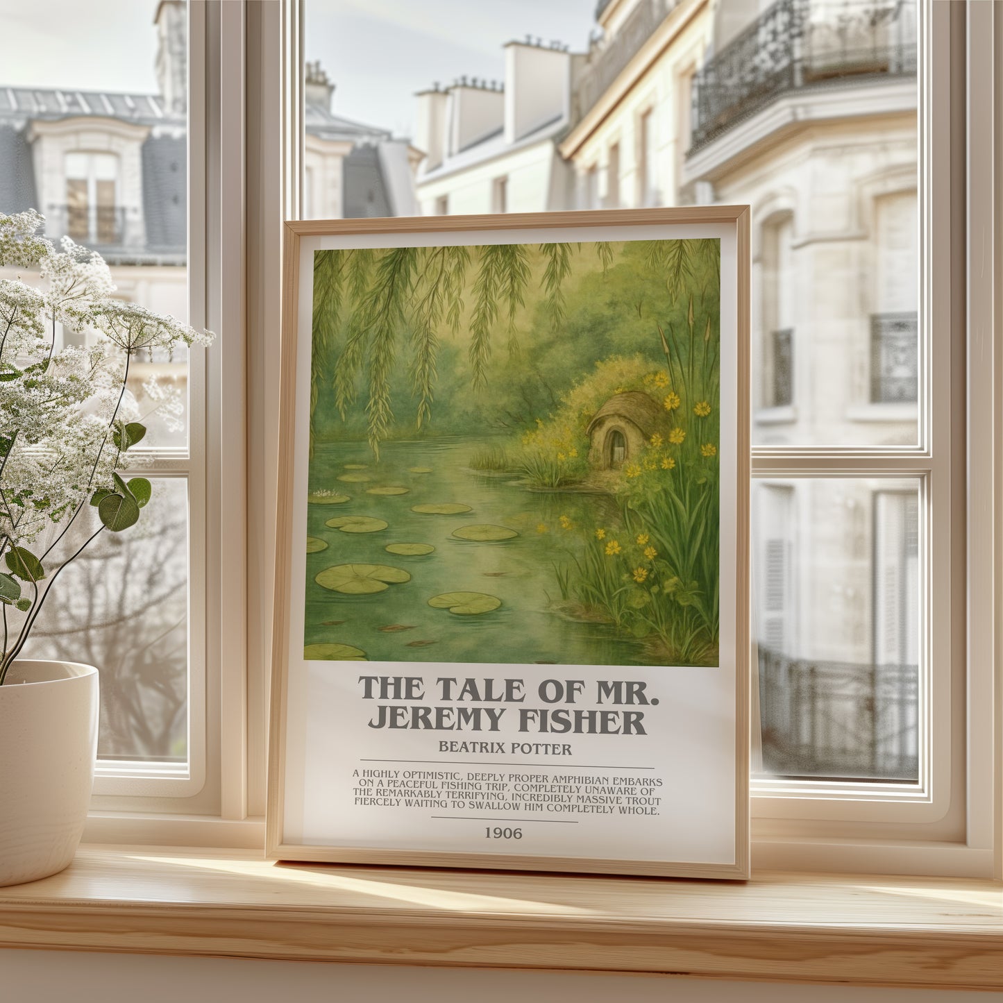 The Tale Of Mr. Jeremy Fisher bookish poster colour and style options – Beatrix Potter book art