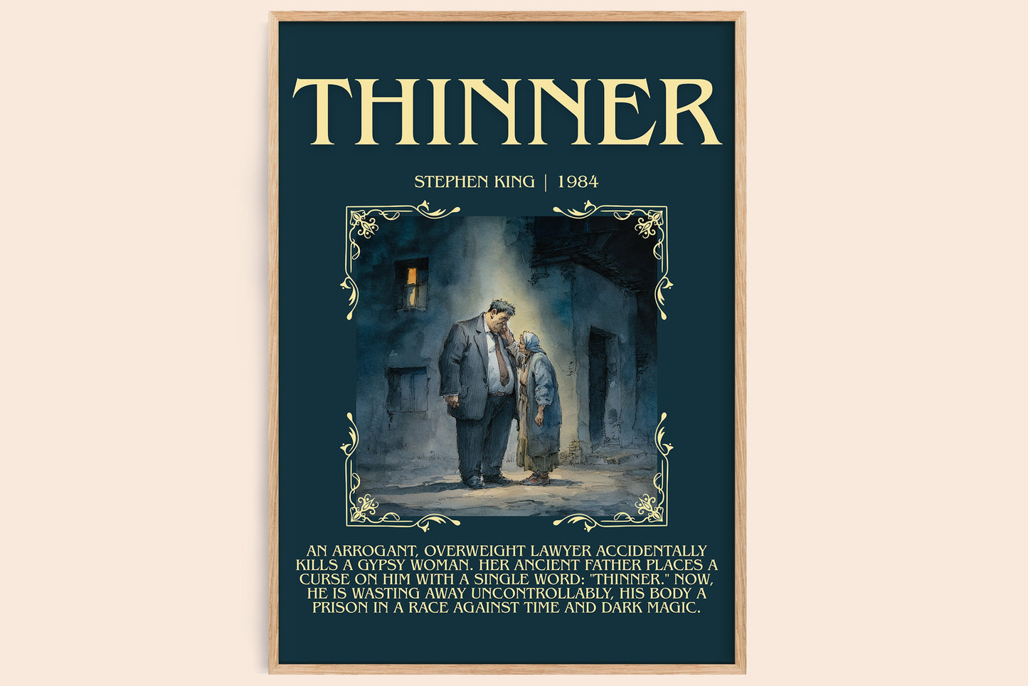 Thinner minimalist book poster by Stephen King – framed literary art print