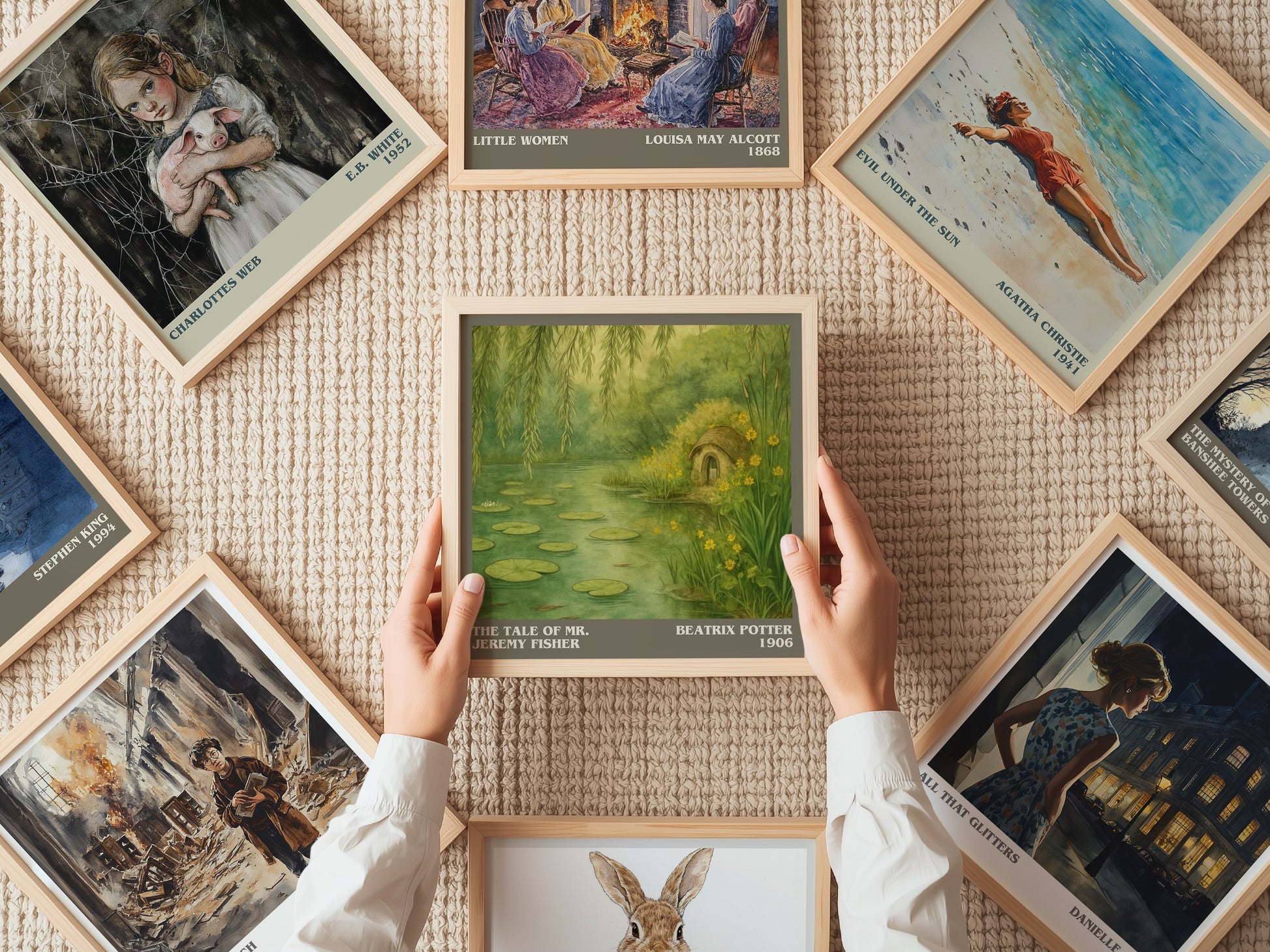 The Tale Of Mr. Jeremy Fisher literary book poster framed on wall – childrens wall art