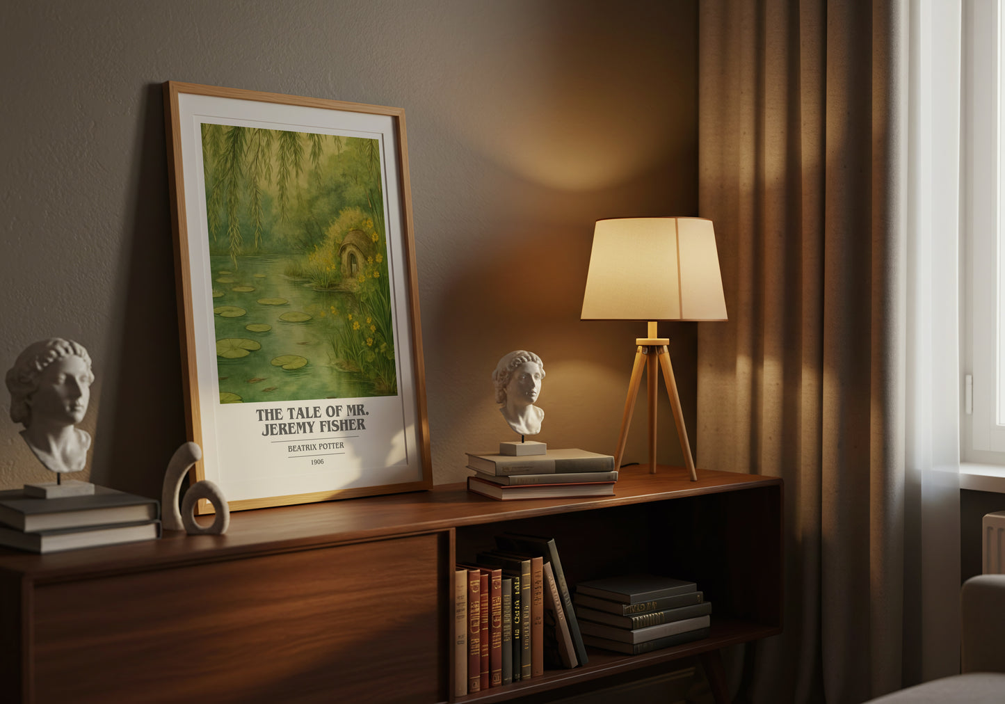 The Tale Of Mr. Jeremy Fisher book cover book poster framed on wall – childrens wall art