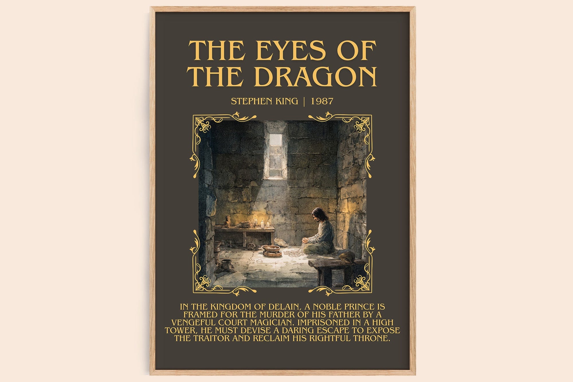 The Eyes Of The Dragon minimalist book poster by Stephen King – framed literary art print