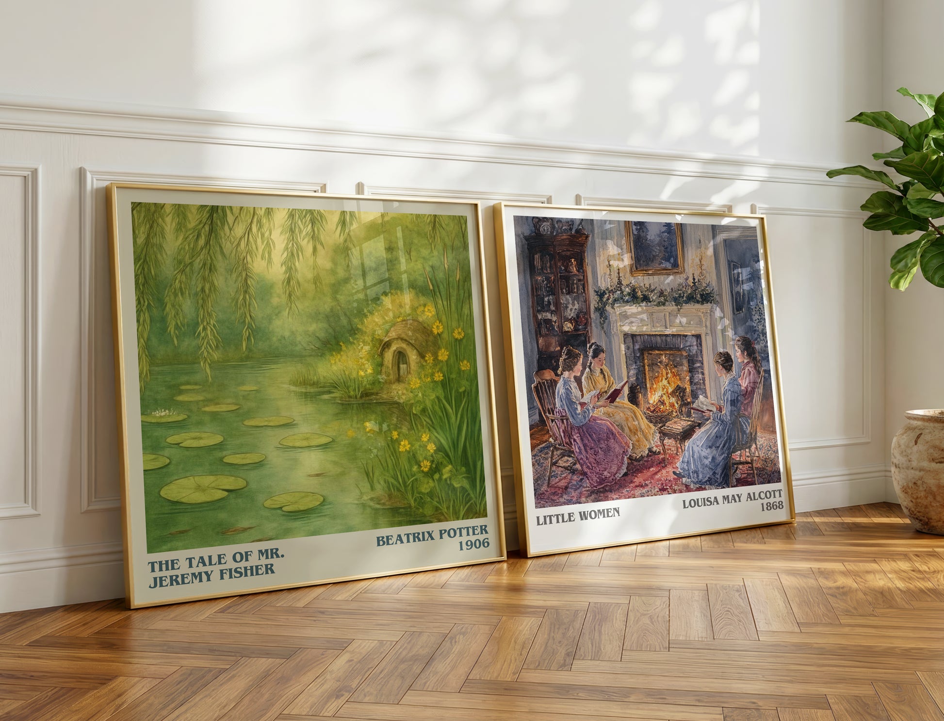 The Tale Of Mr. Jeremy Fisher literary print on bookshelf – Beatrix Potter fan gift
