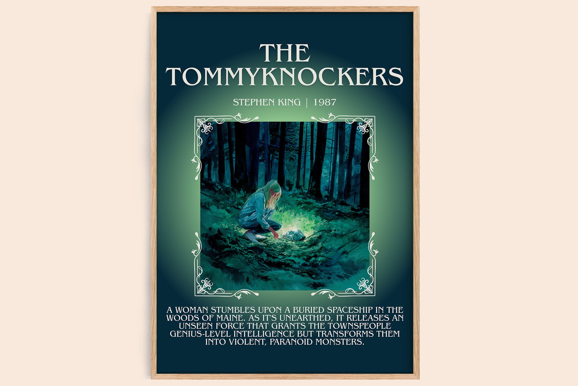 The Tommyknockers minimalist book poster by Stephen King – framed literary art print