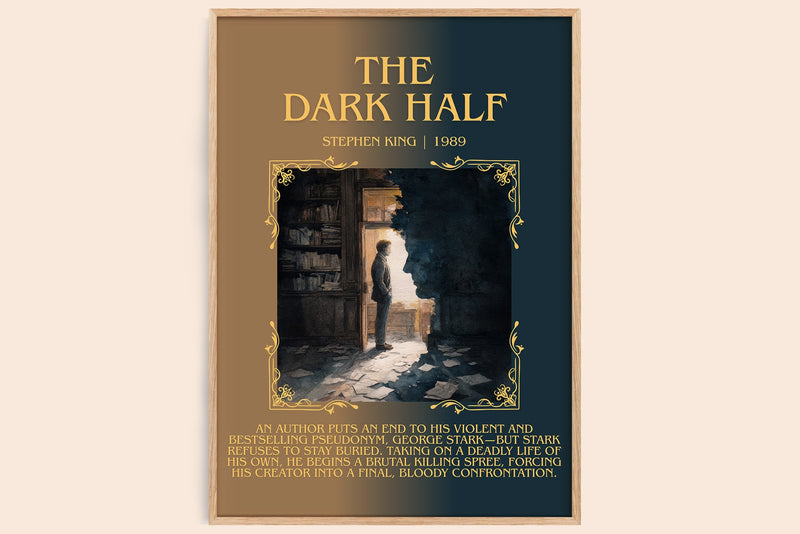 The Dark Half minimalist book poster by Stephen King – framed literary art print