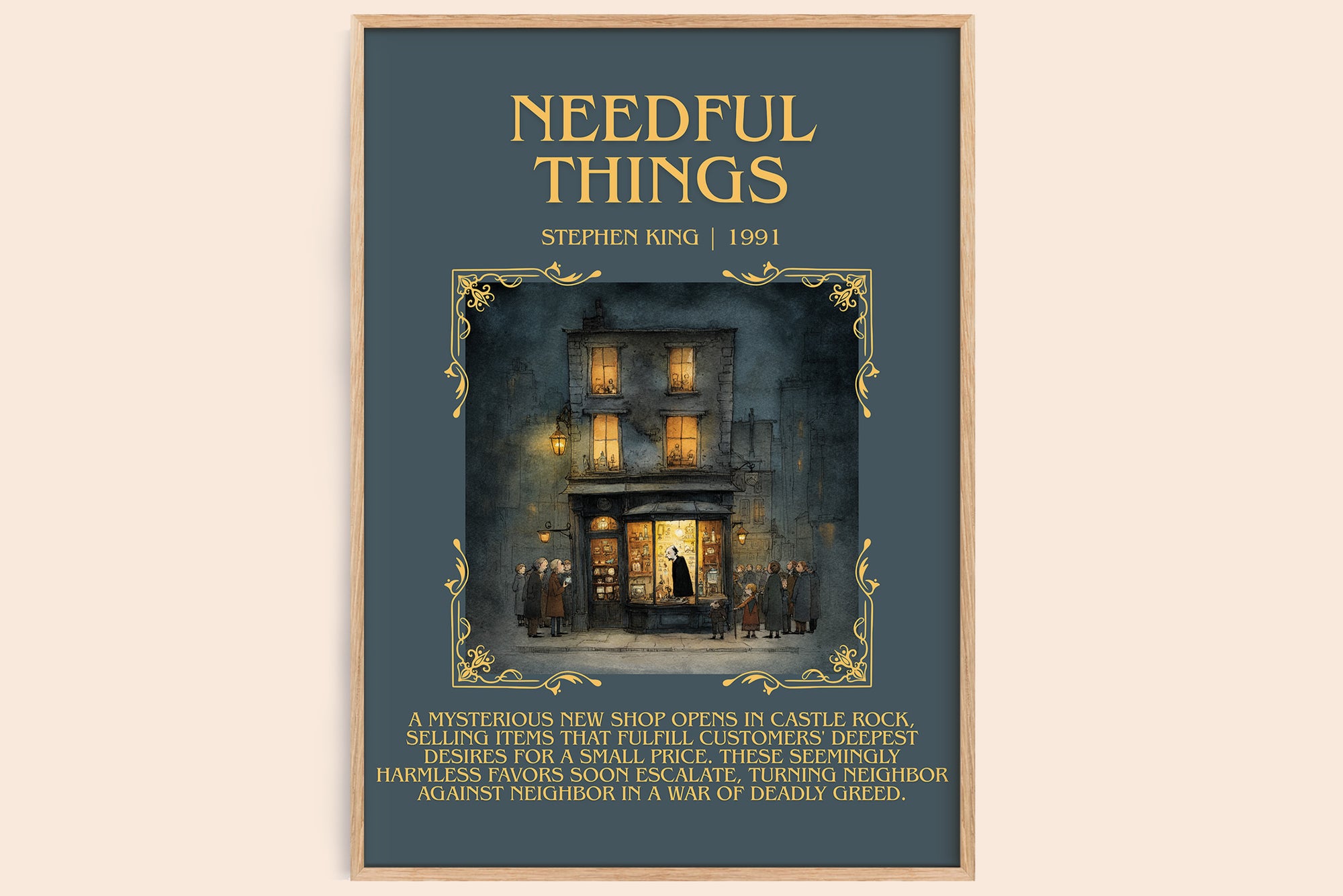 Needful Things minimalist book poster by Stephen King – framed literary art print