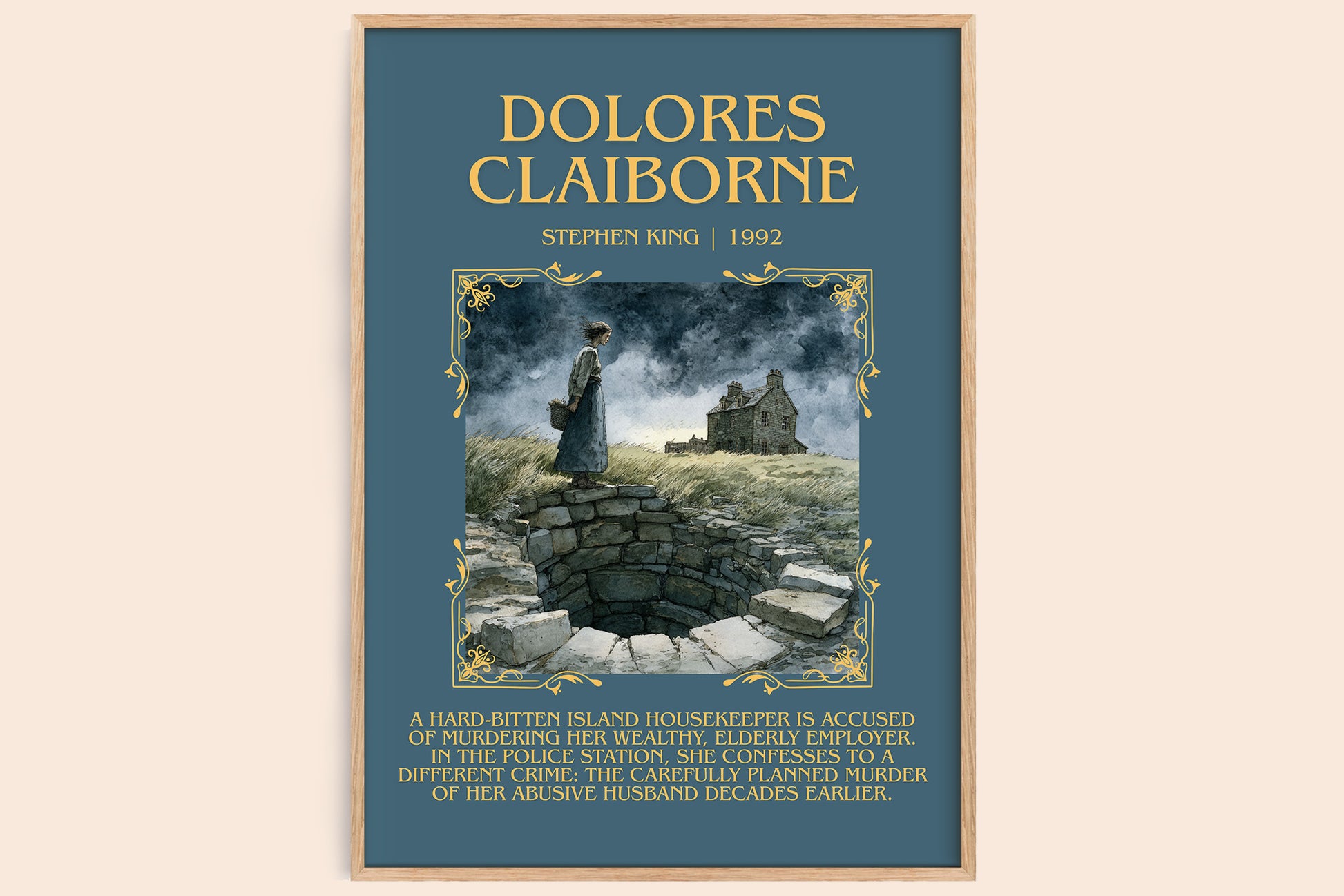 Dolores Claiborne minimalist book poster by Stephen King – framed literary art print