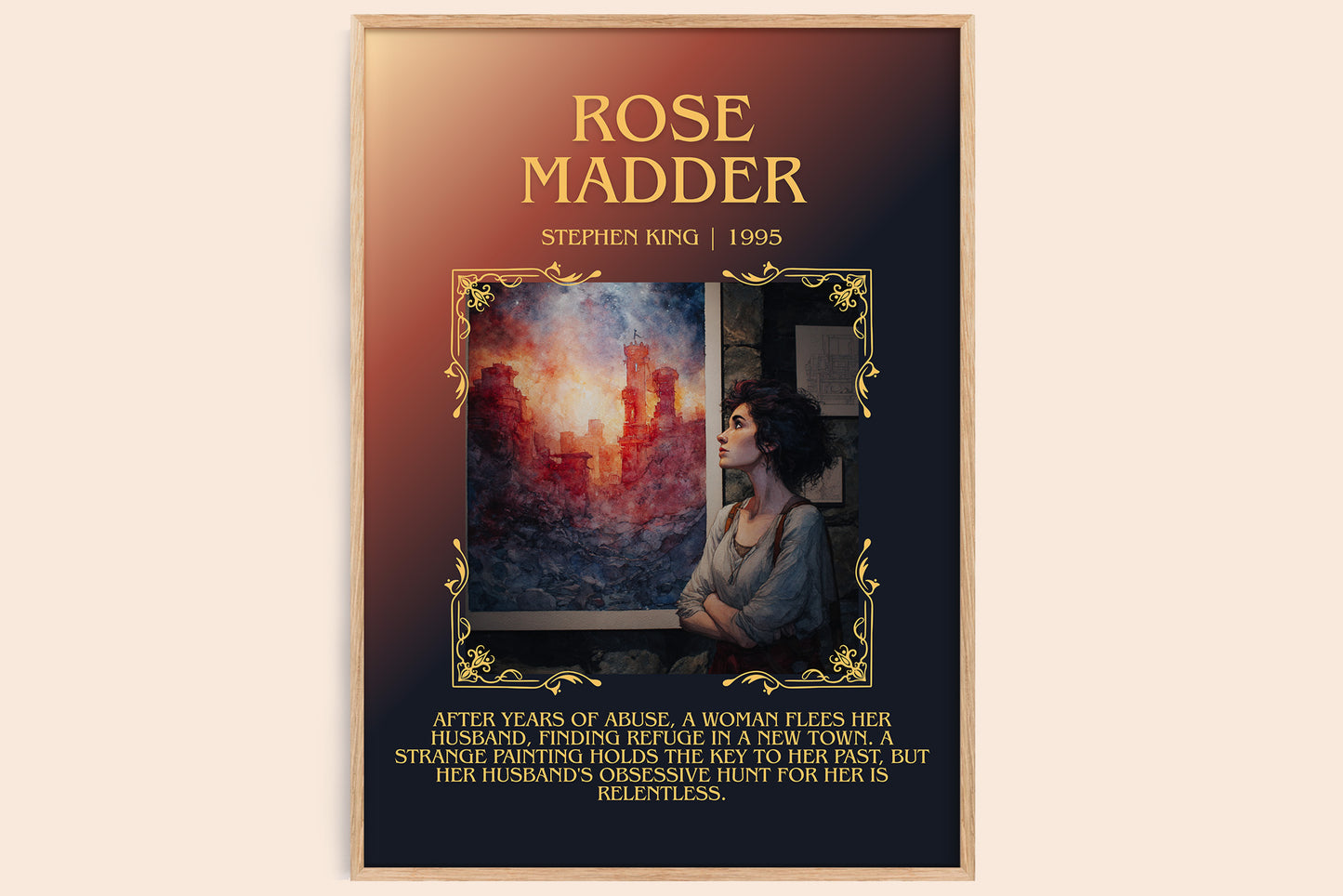 Rose Madder minimalist book poster by Stephen King – framed literary art print