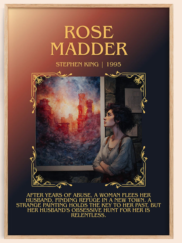 Rose Madder minimalist book poster by Stephen King – framed literary art print