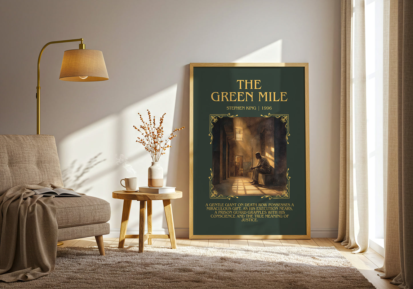 The Green Mile minimalist print in frame leaning in hallway – horror wall art