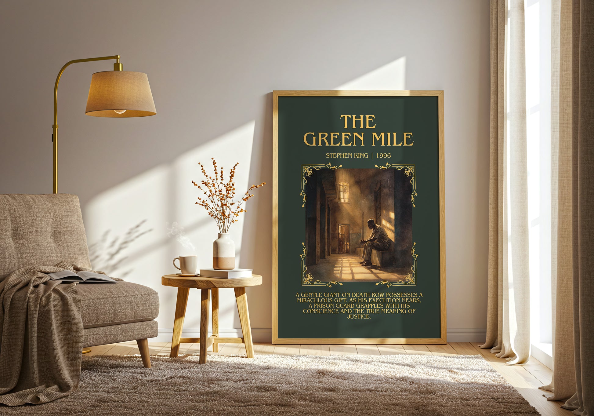 The Green Mile minimalist print in frame leaning in hallway – horror wall art