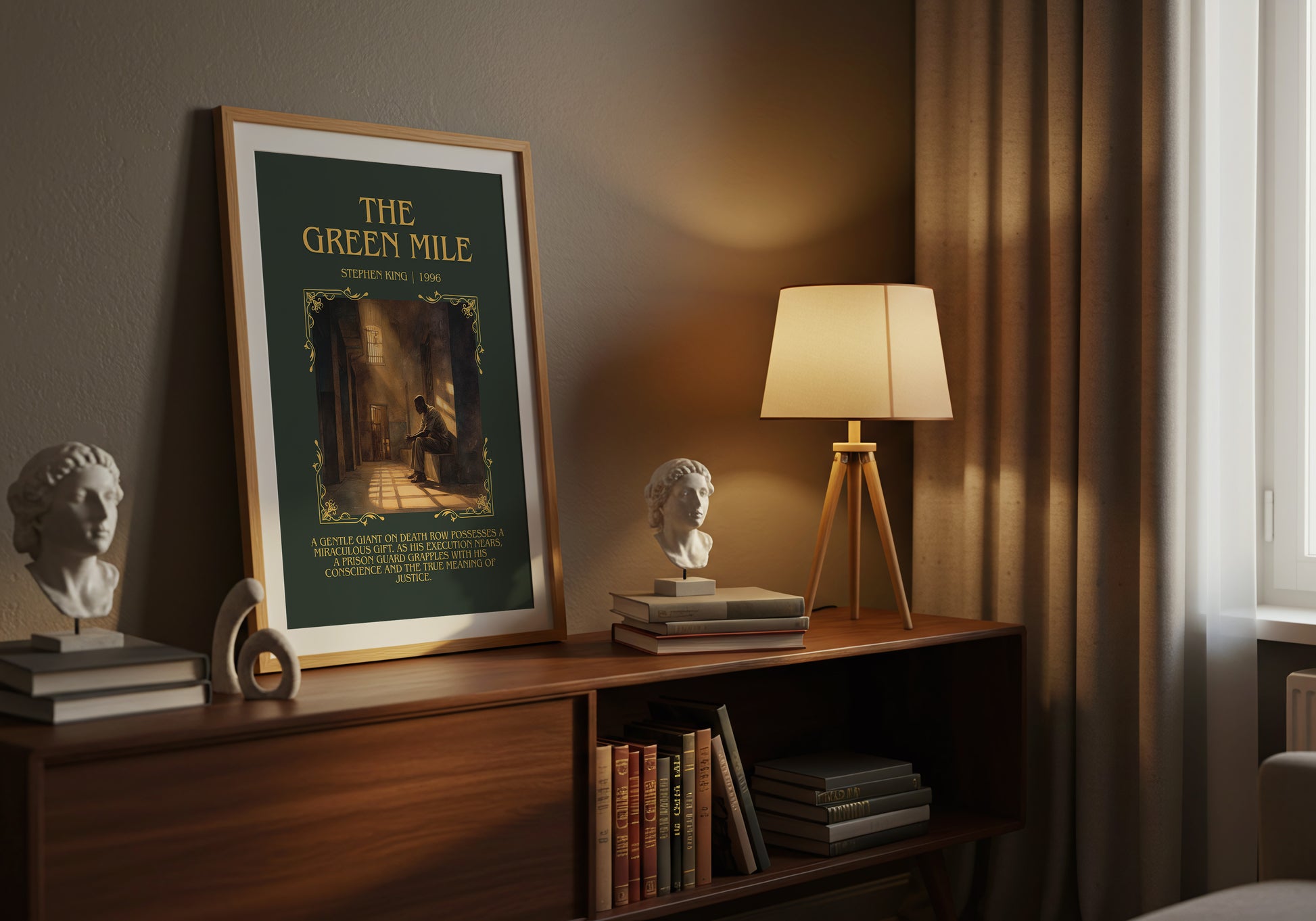 The Green Mile minimalist book poster framed on wall – horror wall art