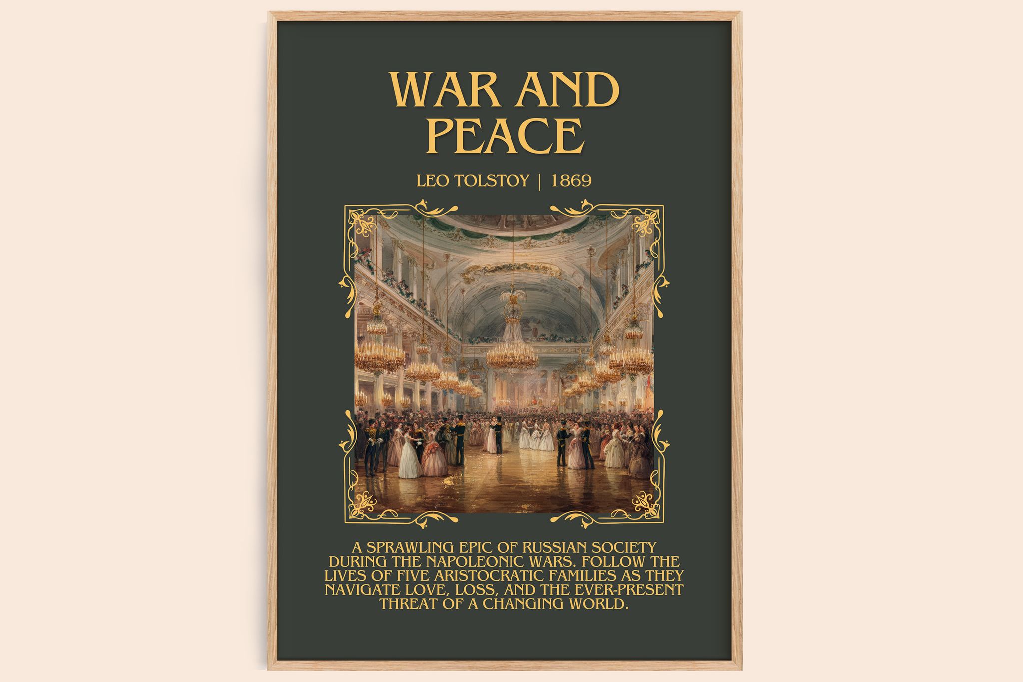 War and Peace Minimalist Book Poster by Leo Tolstoi