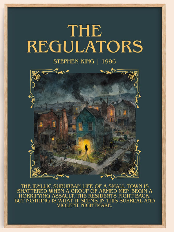 The Regulators minimalist book poster by Stephen King – framed literary art print