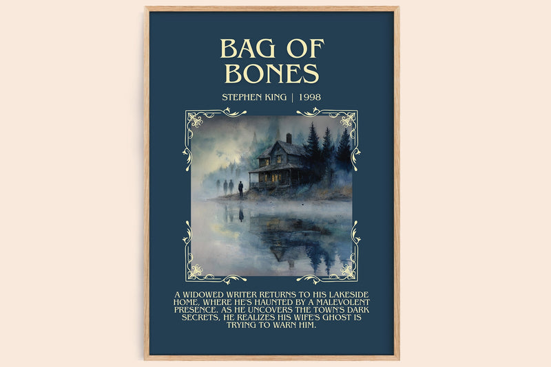 Bag of Bones minimalist book poster by Stephen King – framed literary art print