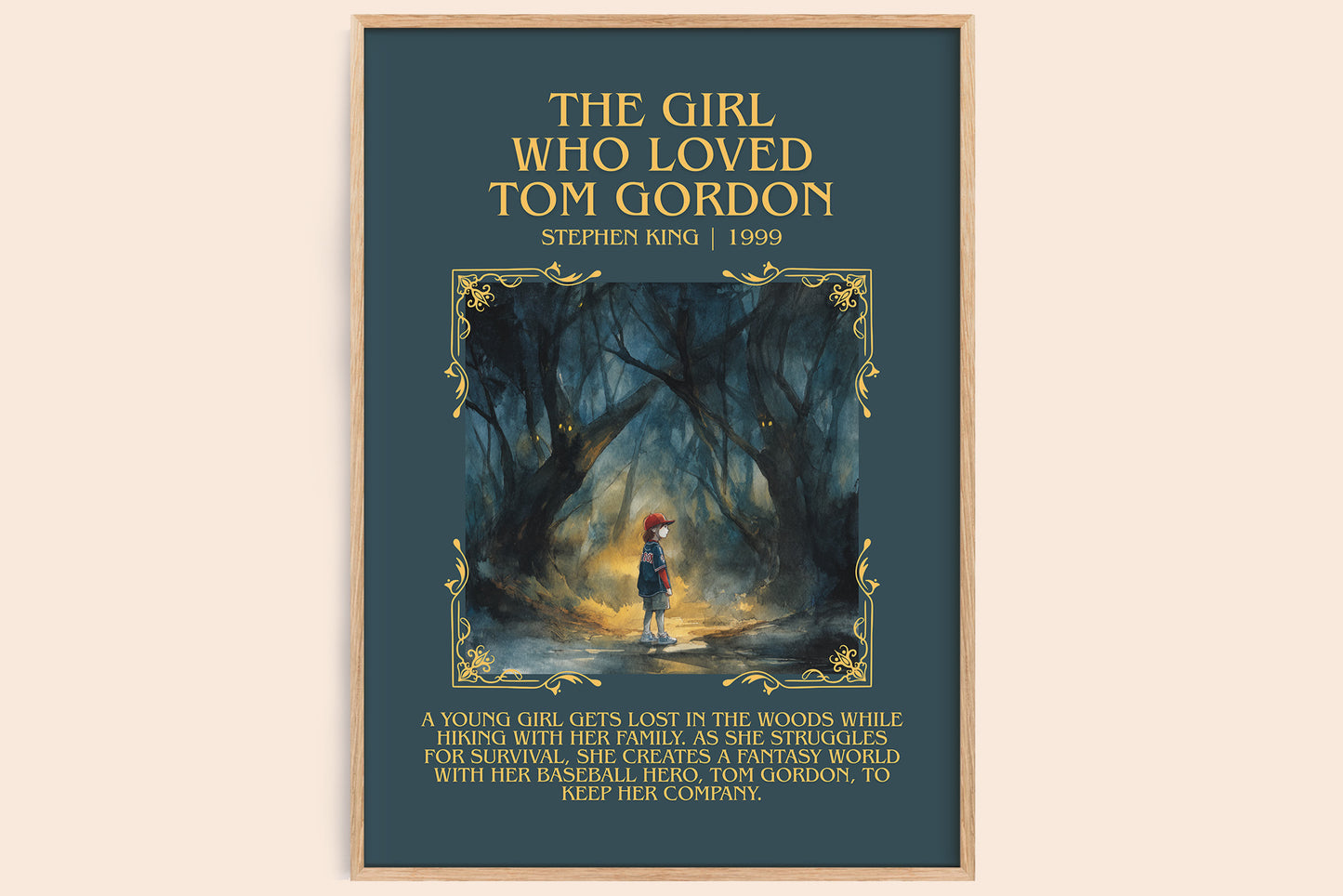The Girl Who Loved Tom Gordon minimalist book poster by Stephen King – framed literary art print