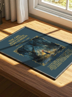 The Girl Who Loved Tom Gordon Minimalist Book Poster by Stephen King – print on a sunlit desk