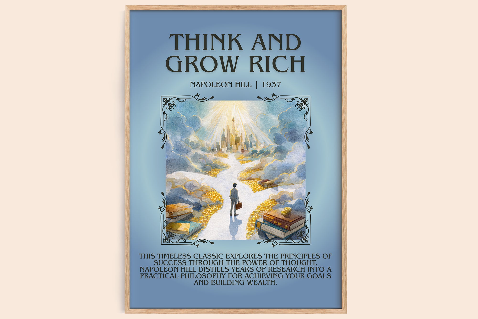 Think And Grow Rich by Napoleon Hill | 1937 | 1937 | Blurby Bookish Poster | Inspired Fan Art Print | Free Delivery