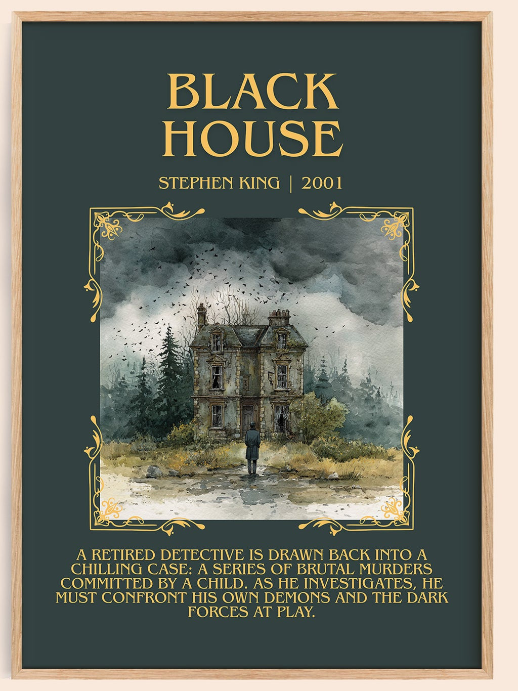 Black House minimalist book poster by Stephen King – framed literary art print