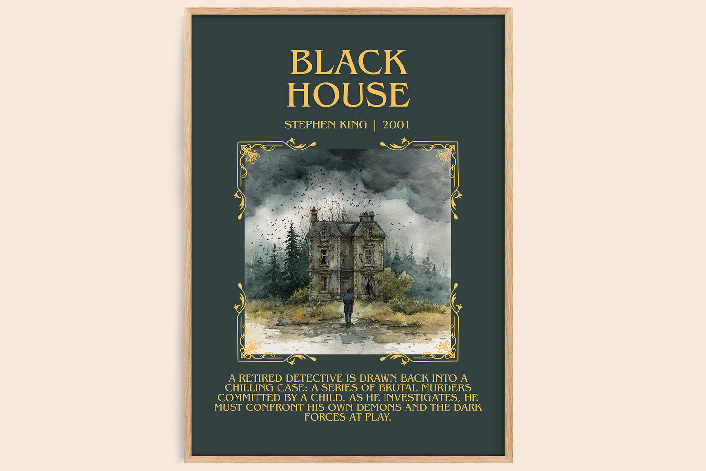 Black House minimalist book poster by Stephen King – framed literary art print
