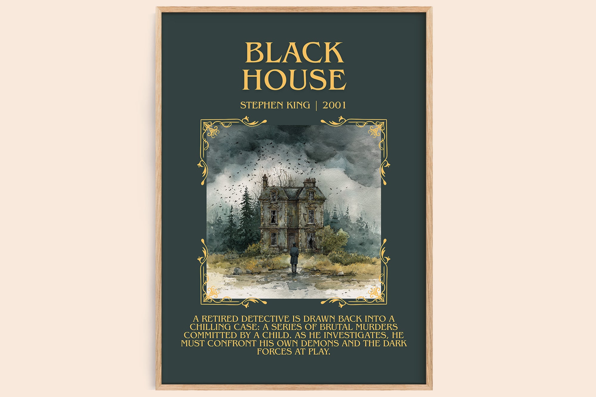 Black House minimalist book poster by Stephen King – framed literary art print