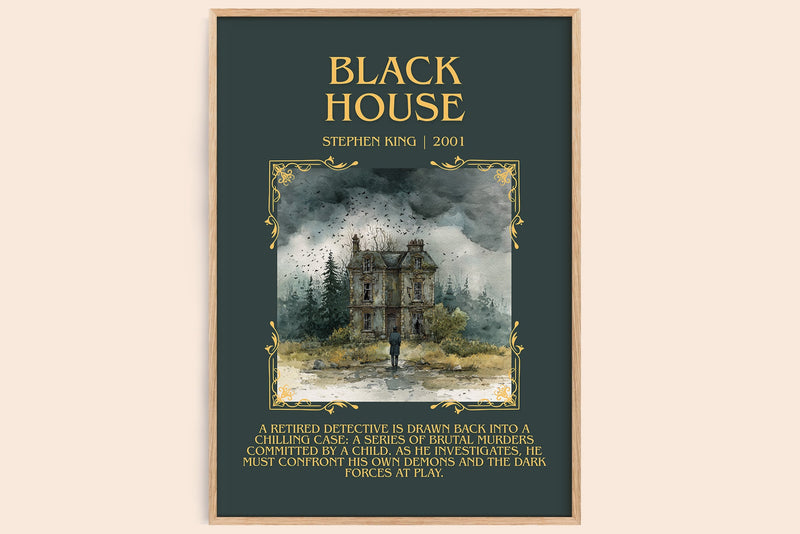 Black House minimalist book poster by Stephen King – framed literary art print