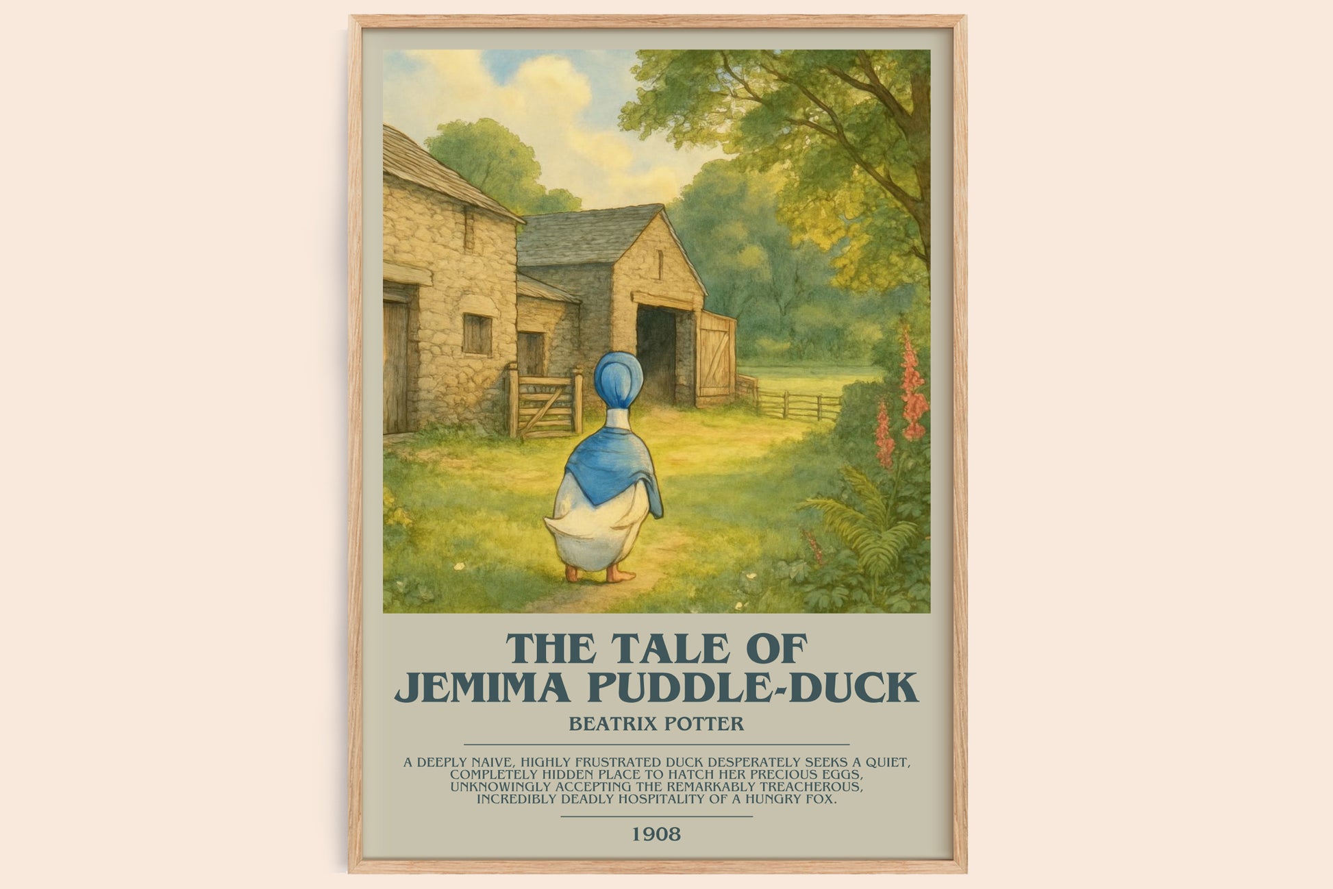 The Tale Of Jemima Puddle-Duck bookish book poster by Beatrix Potter – framed literary art print
