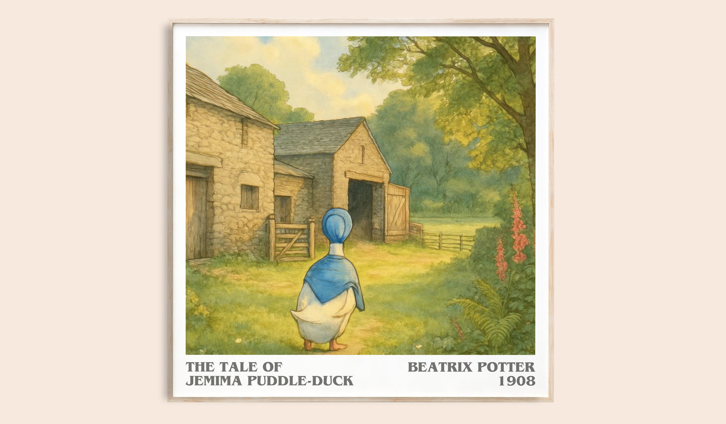 The Tale Of Jemima Puddle-Duck literary book poster by Beatrix Potter – framed literary art print