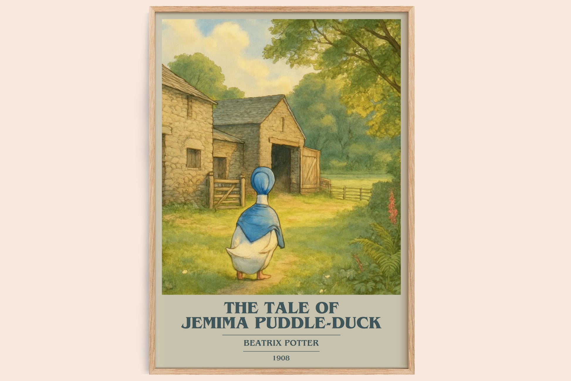 The Tale Of Jemima Puddle-Duck book cover book poster by Beatrix Potter – framed literary art print